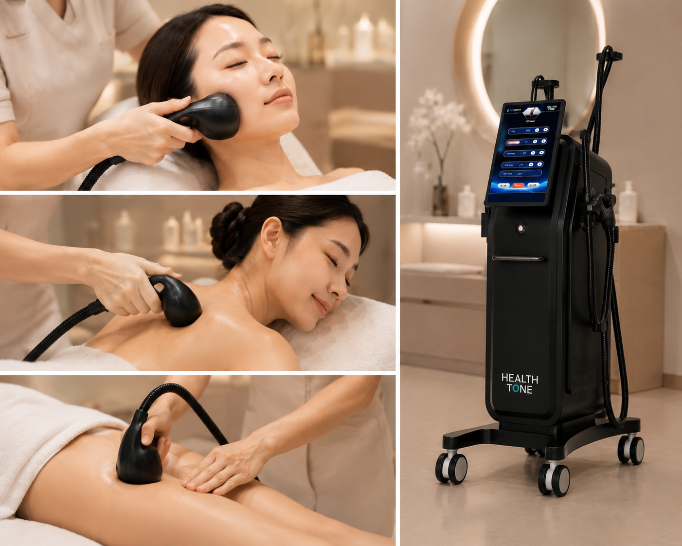 HEALTH TONE 三款護理頭可分別應用於面部、肩頸及局部身體護理 HEALTH TONE 三款護理頭可分別應用於面部、肩頸及局部身體護理