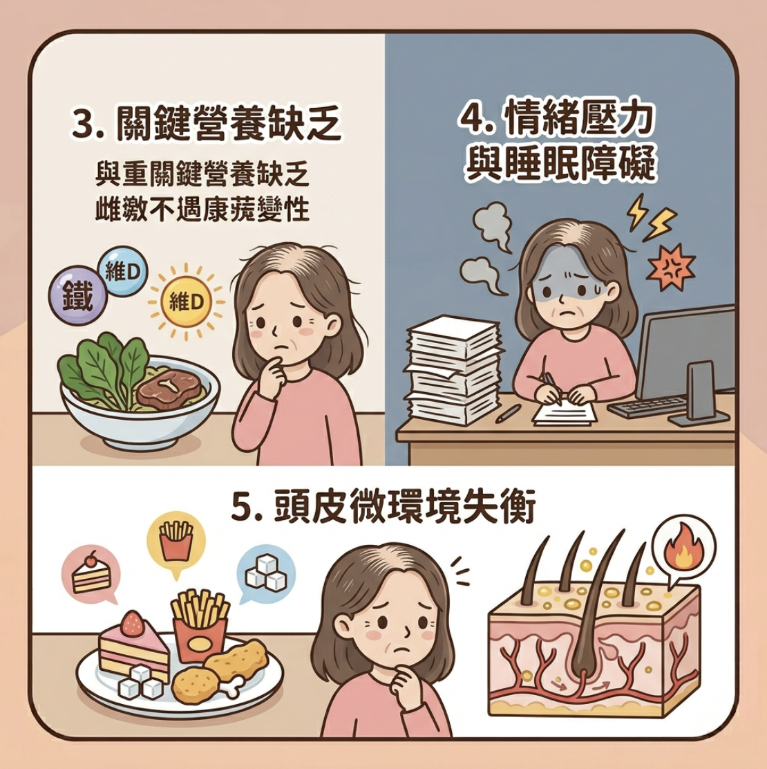 拆解女性中年脫髮的 5 大原因 拆解女性中年脫髮的 5 大原因