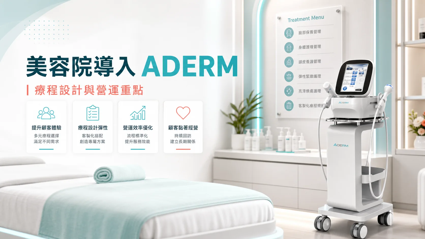 美容院導入 ADERM：療程 Menu、耗材衛生、售後護理與 SEO 策略 - ADERM 文章封面