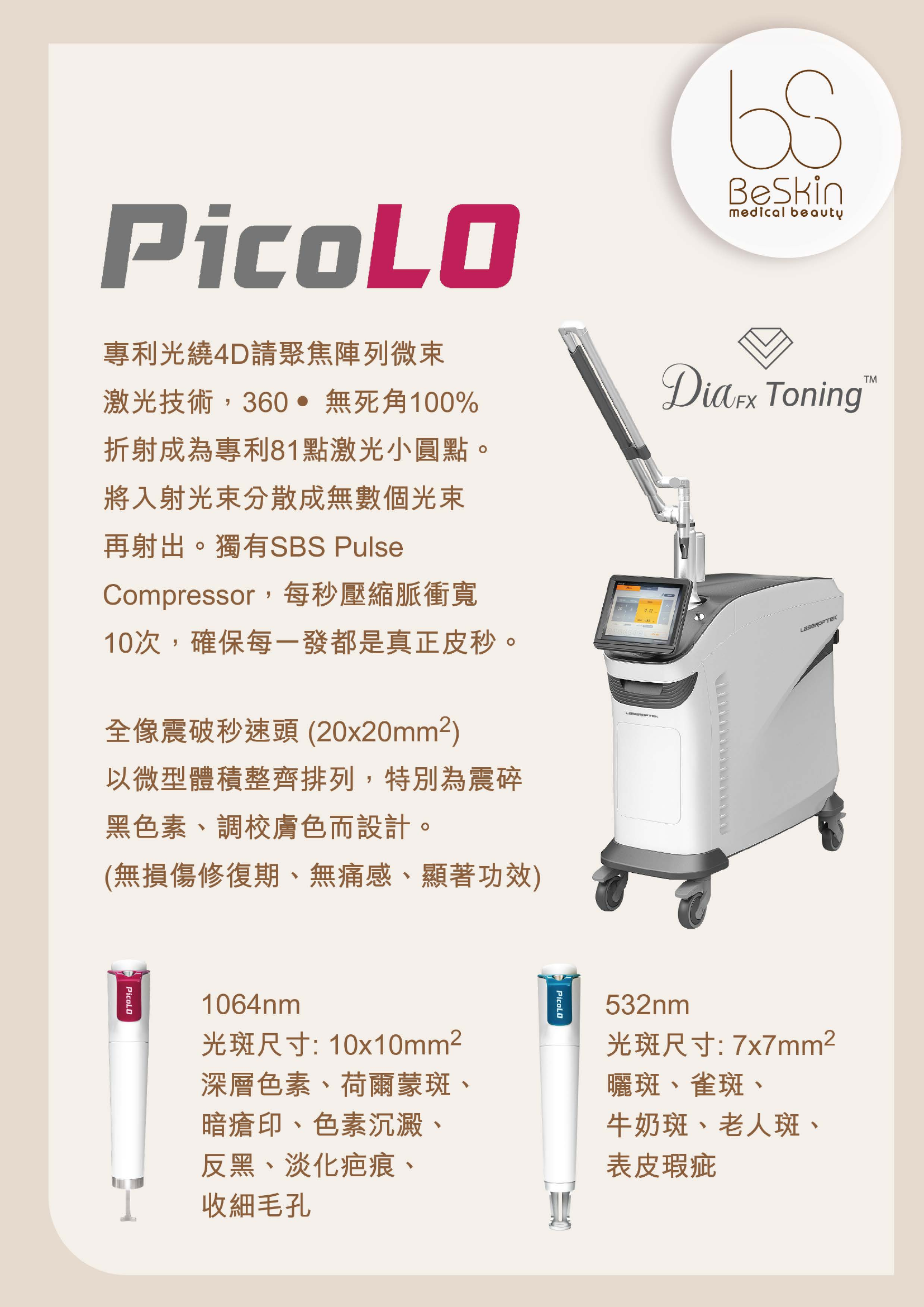 PicoLO 皮秒激光可用於合適色素型黑眼圈評估
