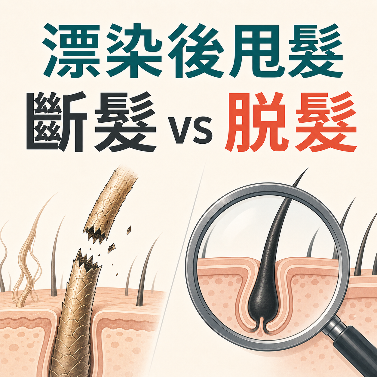 漂染電髮後甩頭髮分清斷髮與脫髮插圖