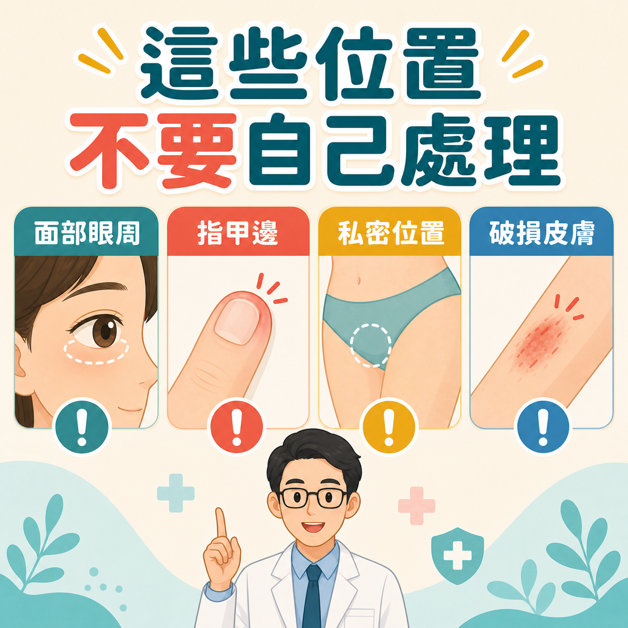 面部眼周指甲邊私密位置和異常病灶不應自行脫疣