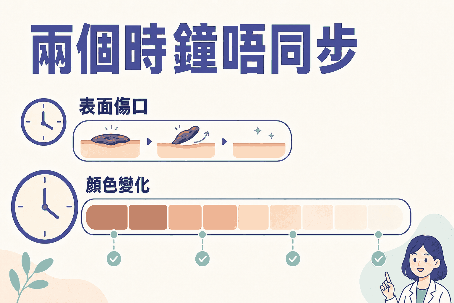 兩條恢復時間線 面頸脫疣後應按傷口階段與變化走勢觀察並留意覆診警號