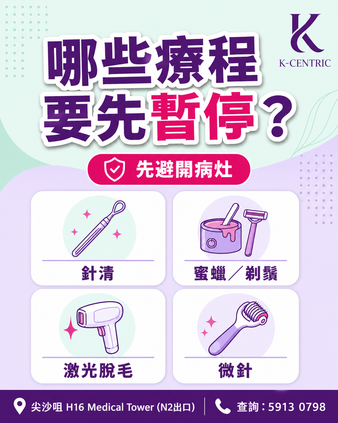 面部疣美容療程風險圖 面部疣遇上針清蜜蠟剃鬚激光脫毛和微針的程序風險圖