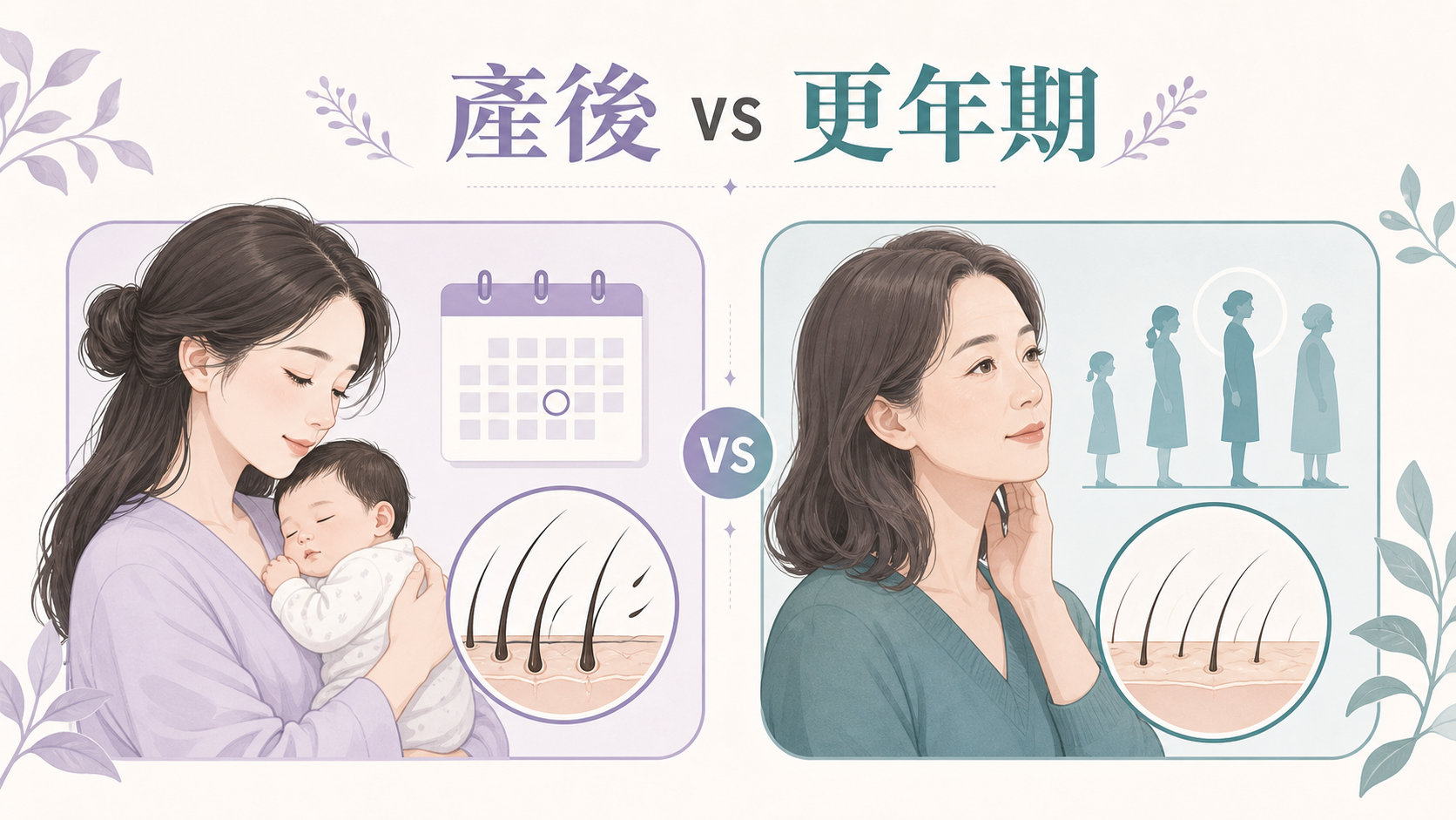 產後脫髮和更年期脫髮點分 插圖