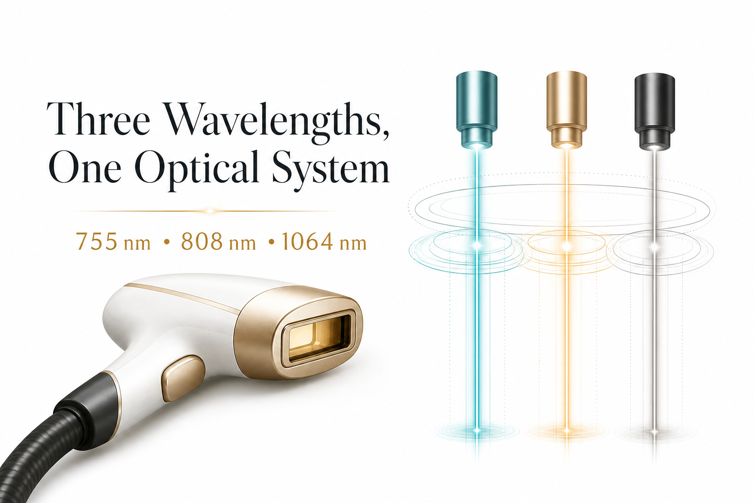 Three laser wavelengths with different optical profiles Three laser wavelengths with different optical profiles