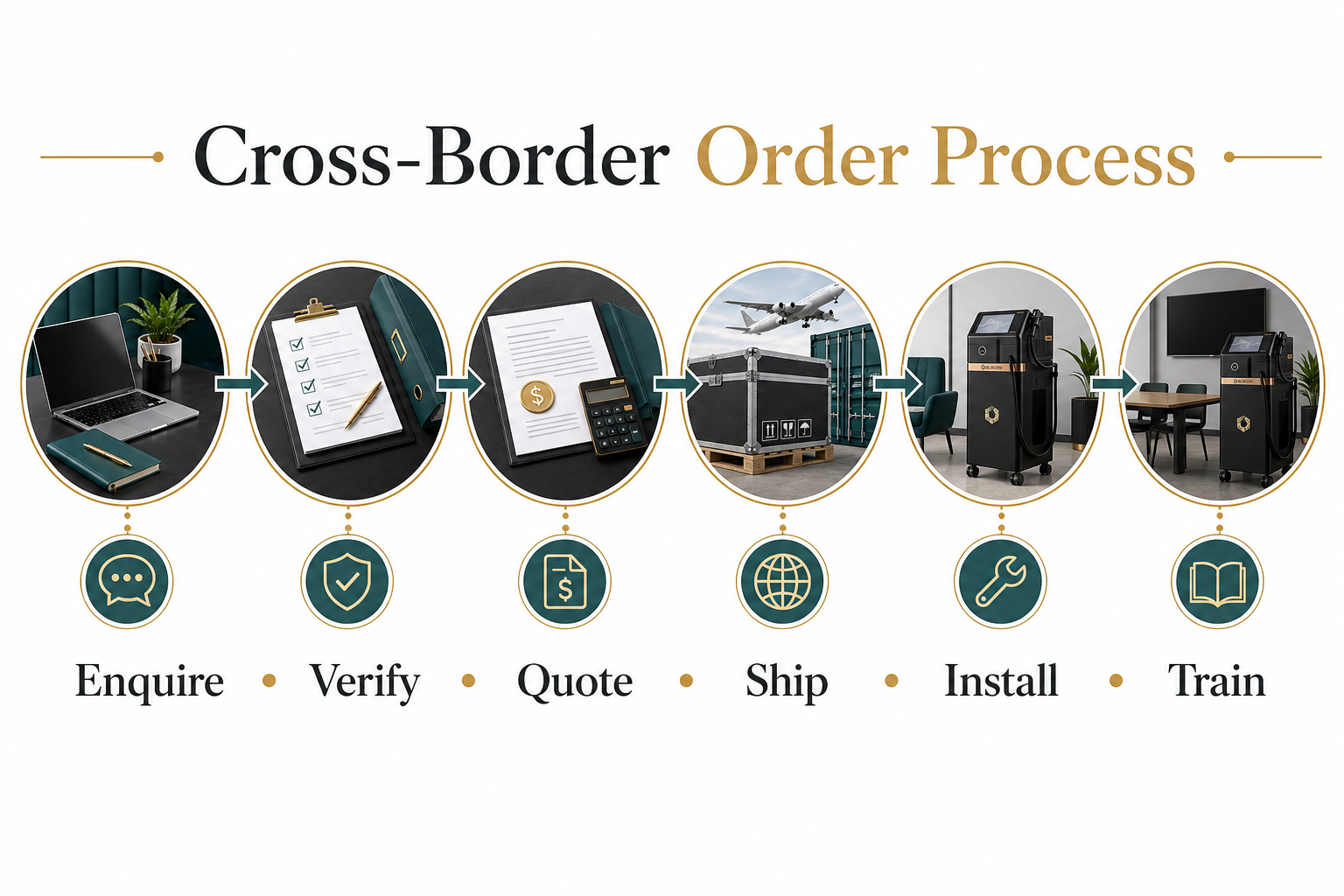 Trinity order flow from enquiry through documents shipping and support