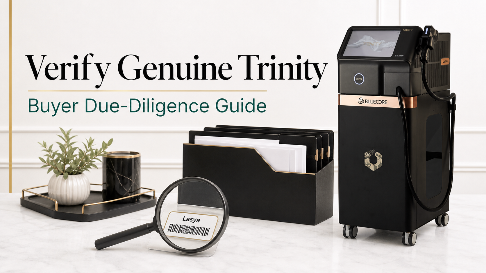 Buyer verifying a genuine BLUECORE Trinity Liftoning device