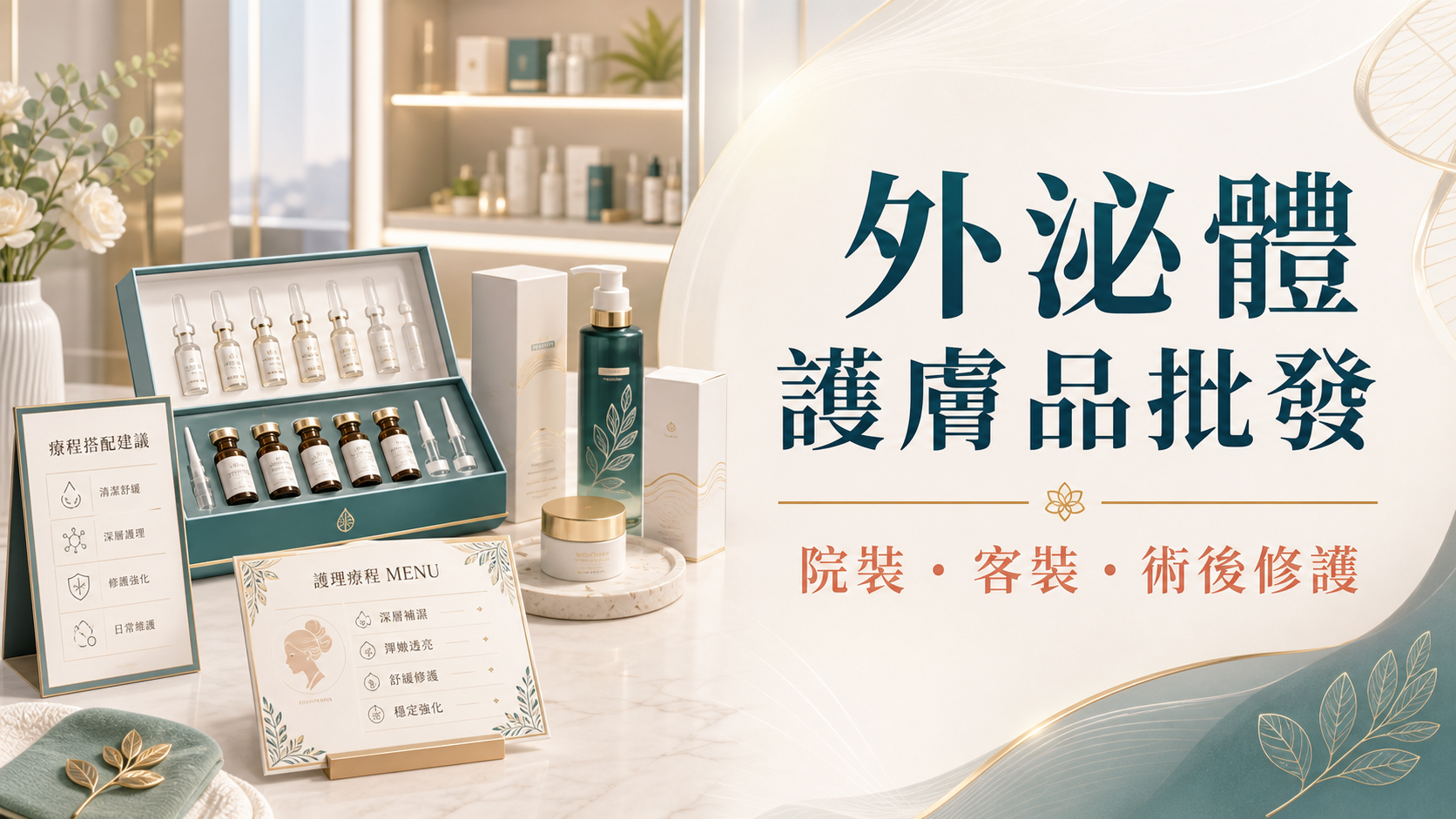 外泌體護膚品批發指南,展示院裝、客裝和療程後修護配套 外泌體護膚品批發指南,展示院裝、客裝和療程後修護配套