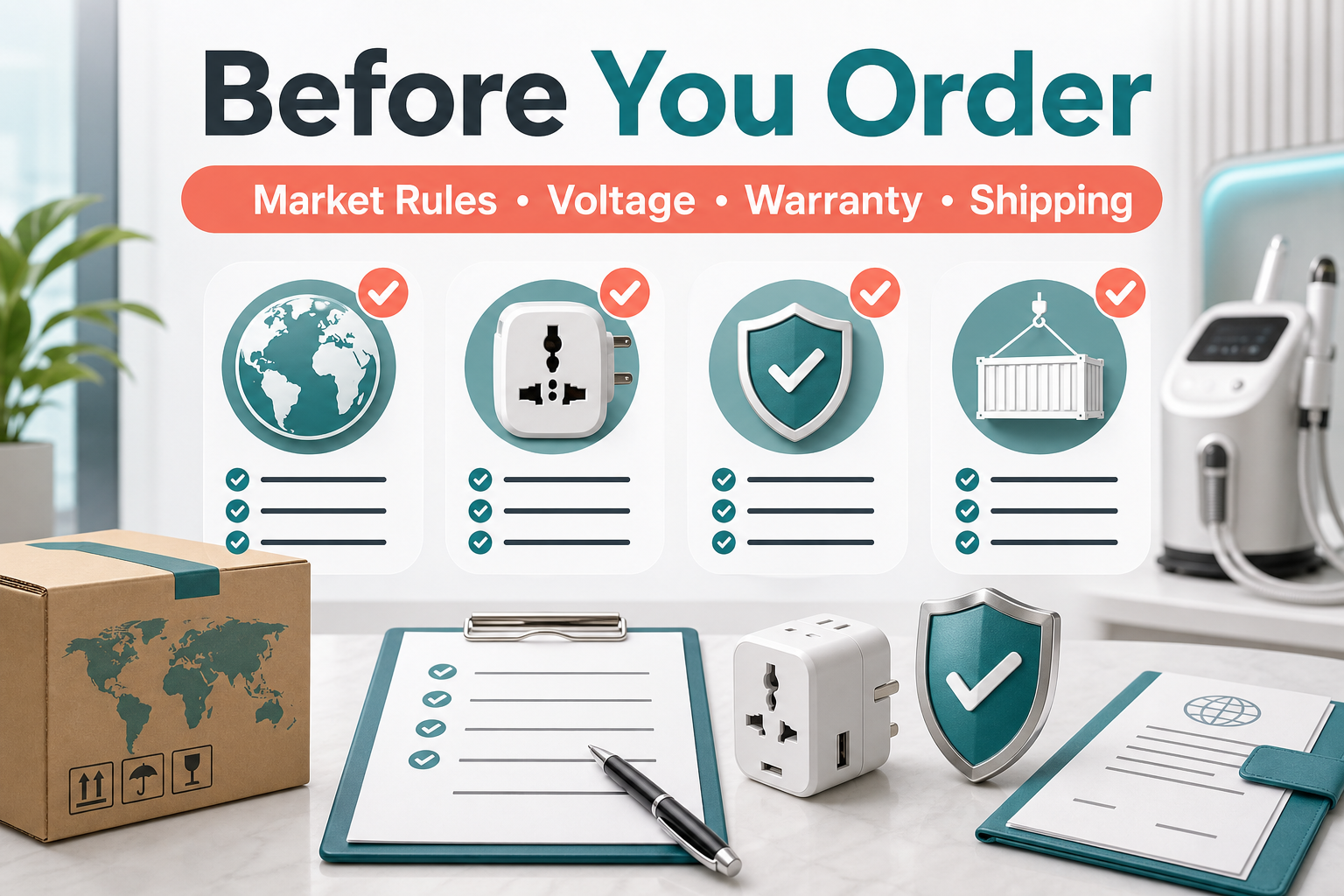 Overseas buyer document checklist for market rules, voltage, warranty and shipping