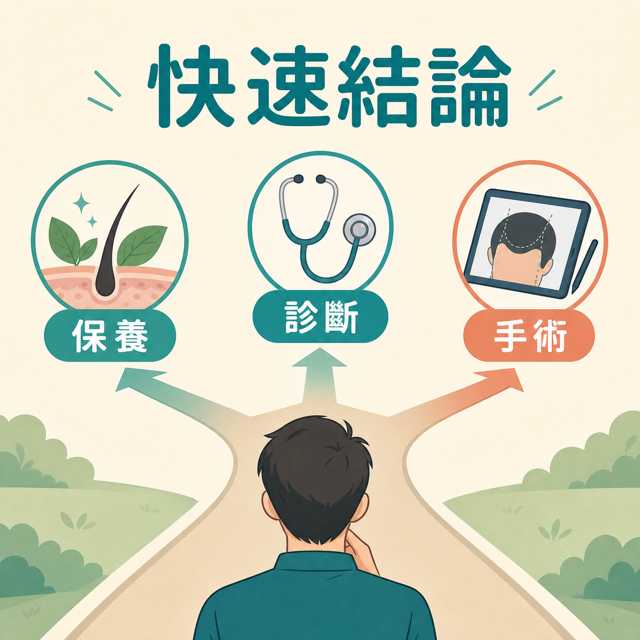 快速結論保養診斷手術三個層次插圖