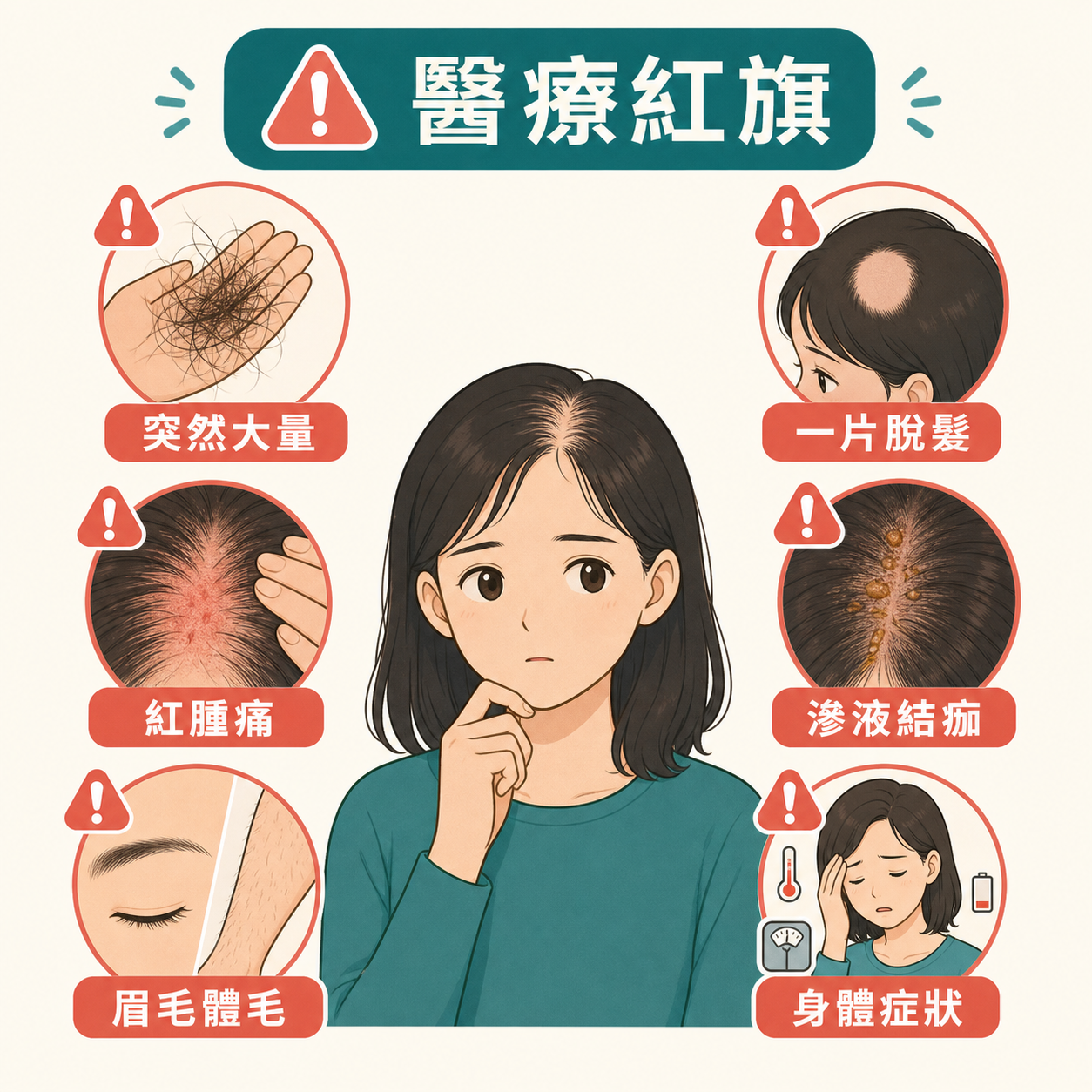 脫髮醫療紅旗症狀插圖
