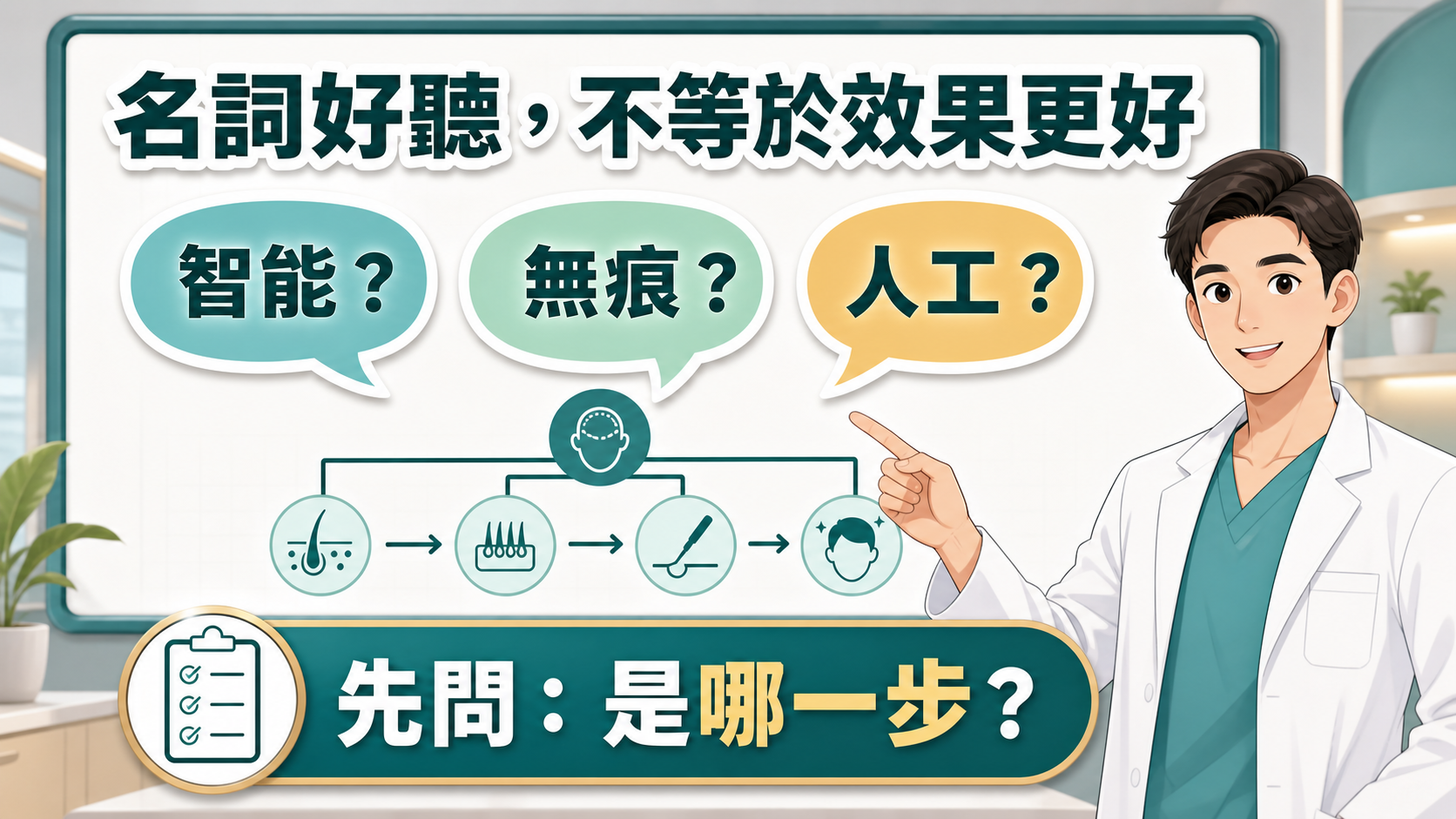 智能無痕人工等植髮名詞需要先問是哪一步