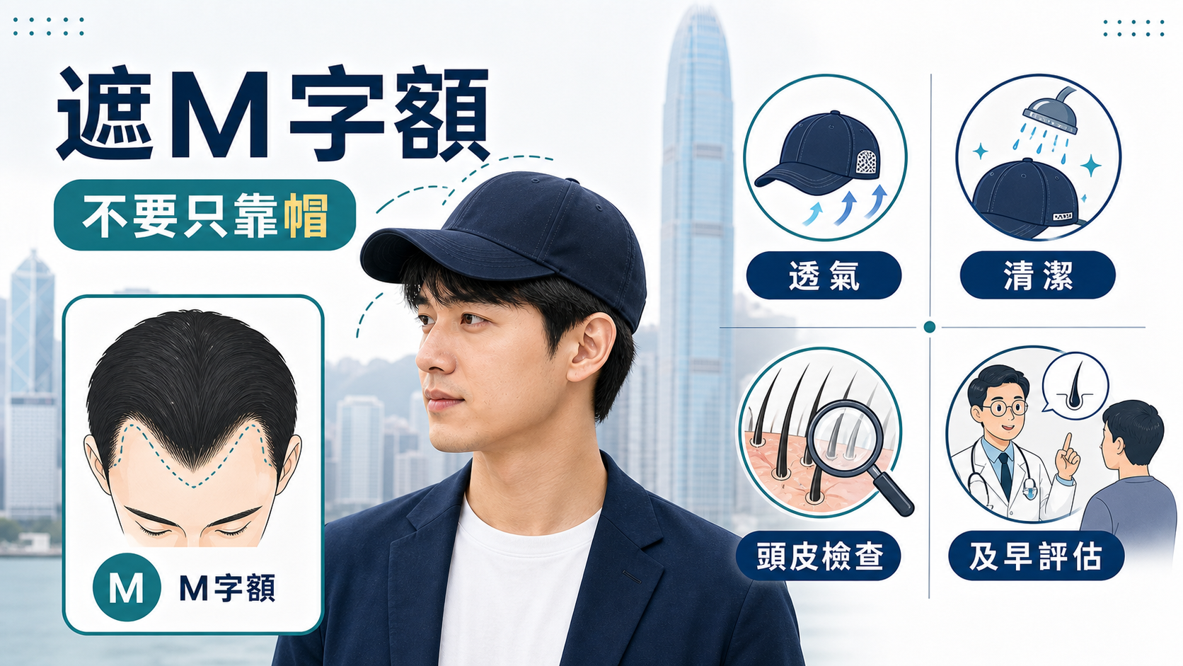 遮M字額不要只靠帽透氣清潔頭皮檢查及早評估