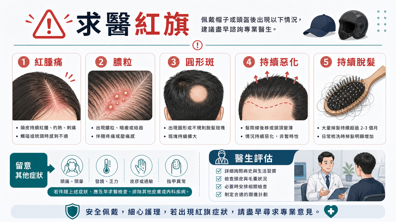 戴帽頭盔脫髮常見問題可靠資料按個案評估