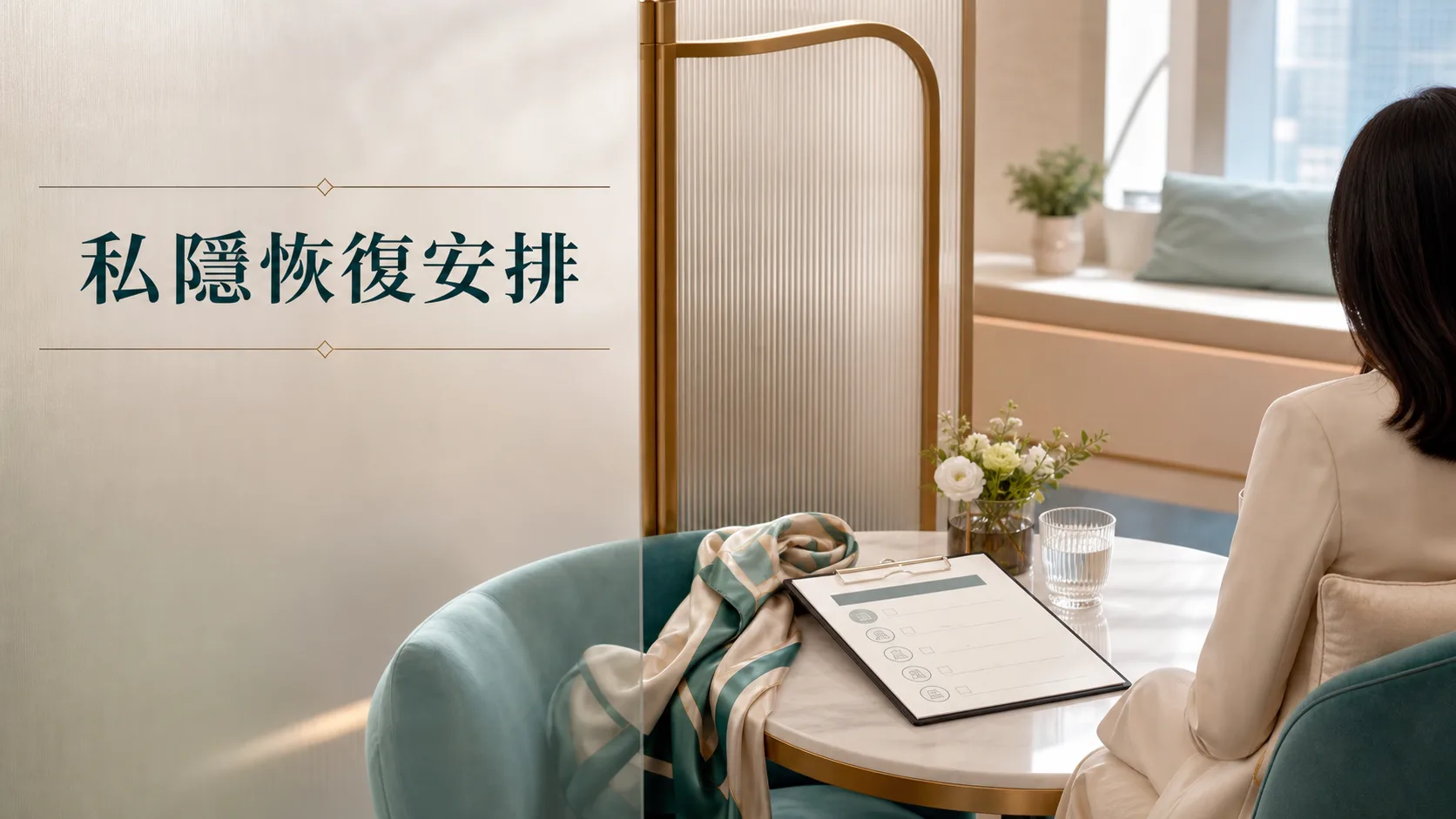 I-LAND 女性植髮私隱及恢復安排文章主圖,展示術前諮詢和復工計劃概念