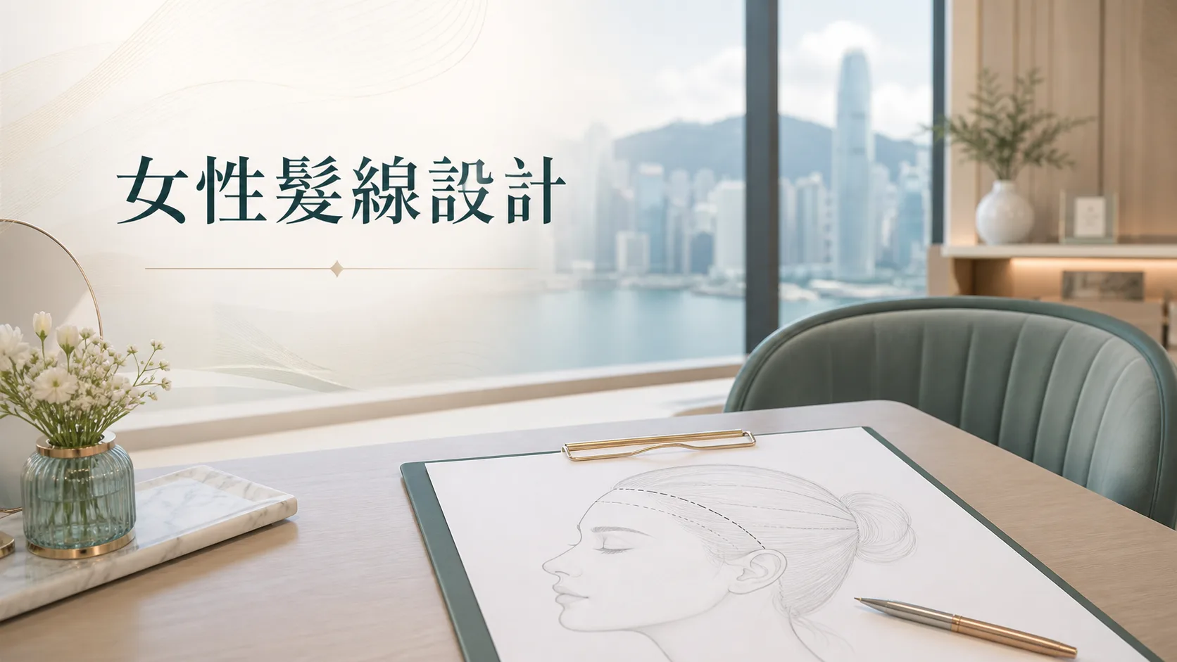 I-LAND 女性髮線設計文章主圖，展示自然髮線比例與術前評估概念