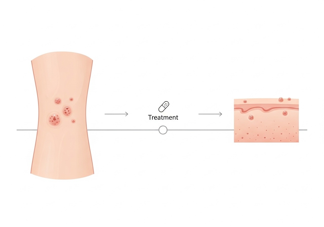 A diagram illustrating that treatment removes existing syringomas, but new ones can form later.