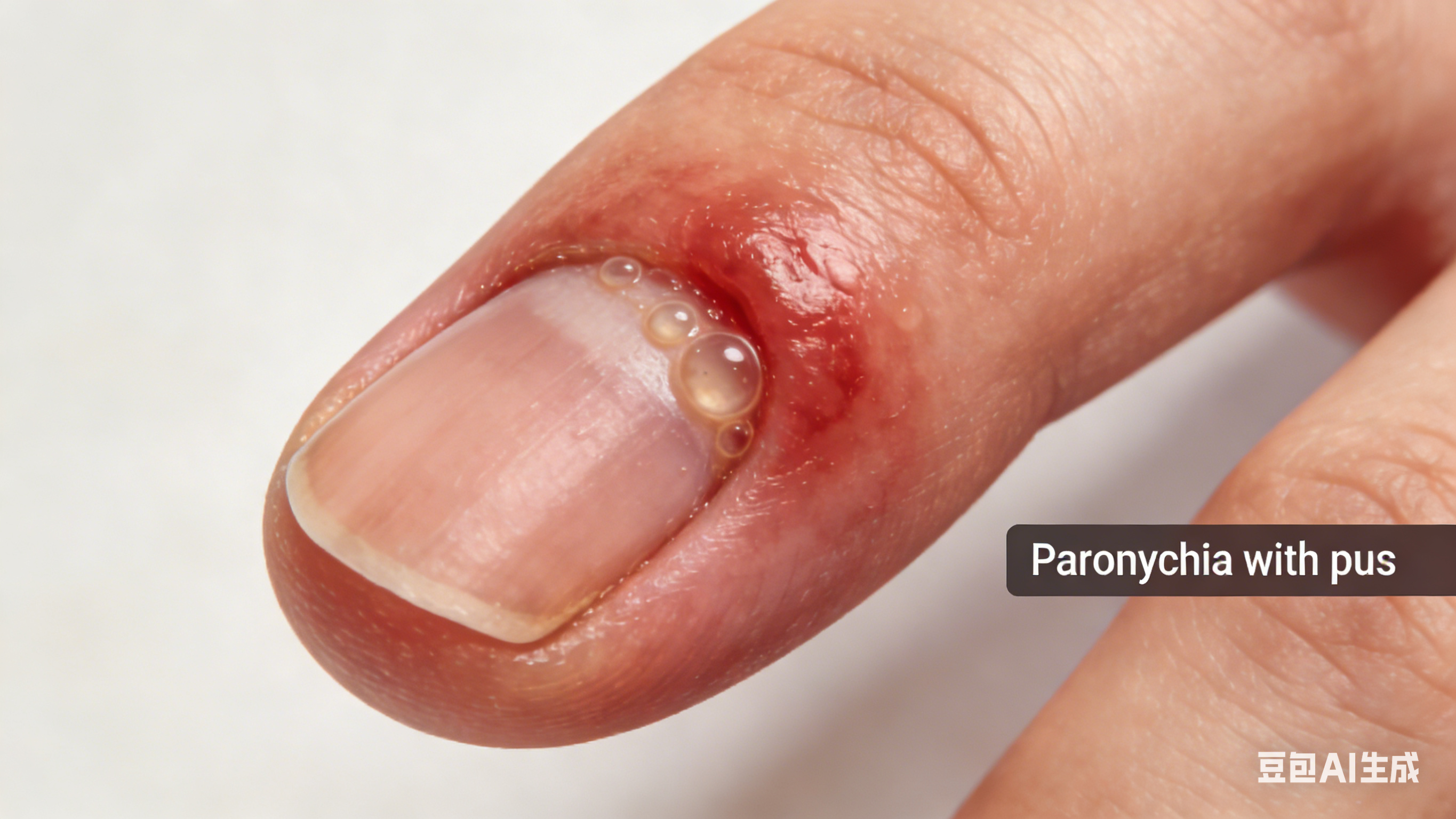 Asian person's toe with明显的 redness, swelling, and yellow pus oozing from the nail fold, indicating acute infection. Asian person's toe with明显的 redness, swelling, and yellow pus oozing from the nail fold, indicating acute infection.