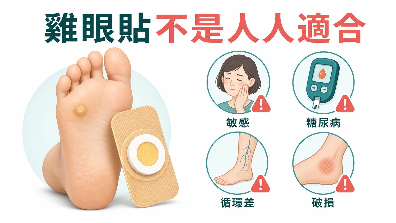 雞眼貼使用注意事項醫療教育圖