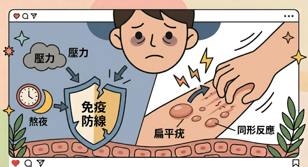 為什麼扁平疣會突然大爆發？揭開「壓力與搔抓」的危險機制