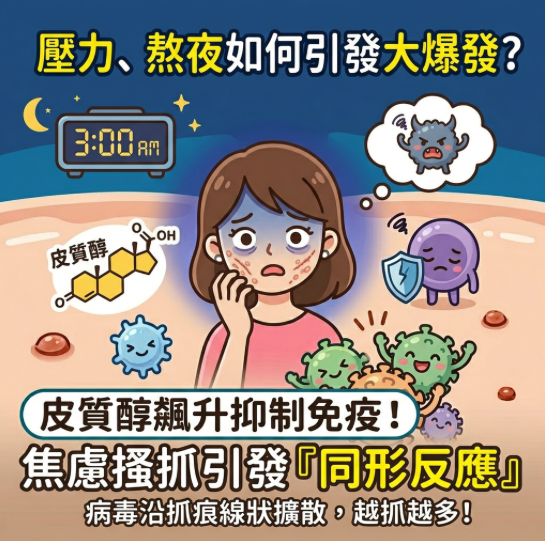 壓力大、常熬夜？當心「同形反應」讓扁平疣大爆發