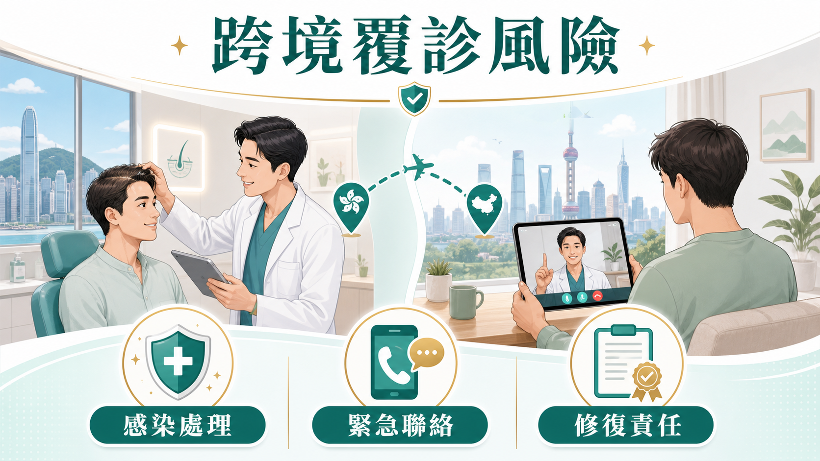 跨境植髮覆診風險包括感染處理緊急聯絡和修復責任