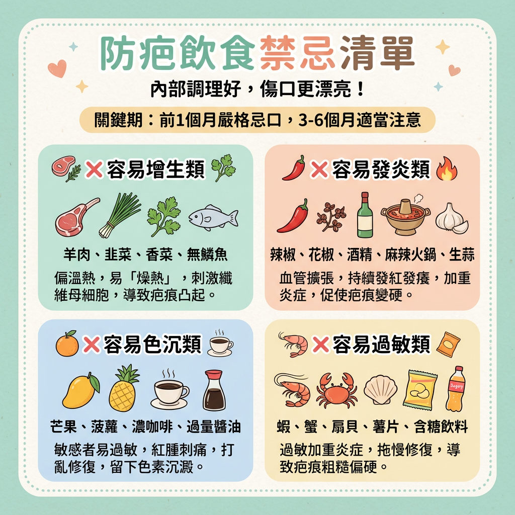 「防疤」飲食禁忌清單 「防疤」飲食禁忌清單