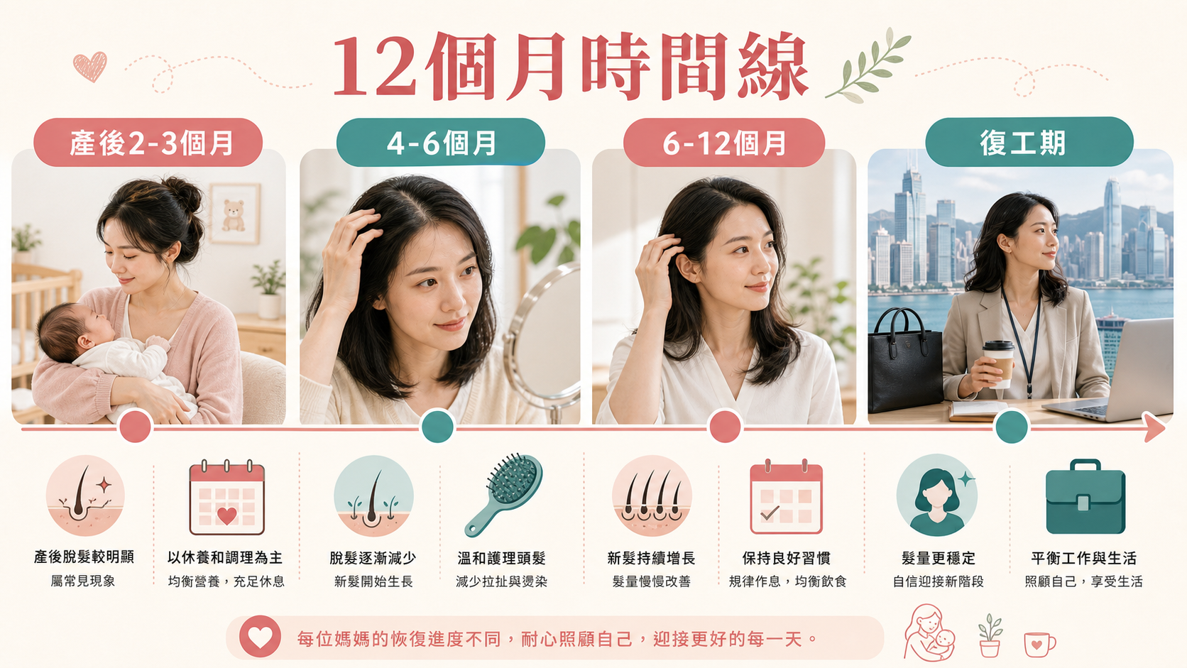 香港媽媽產後十二個月脫髮時間線與復工期