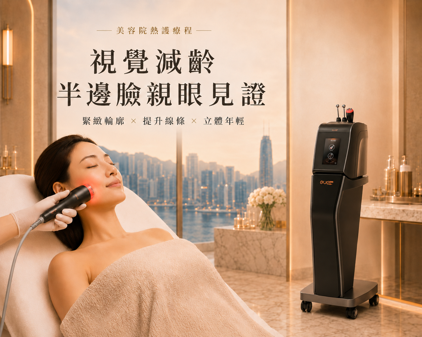 Eve Titan treatment menu design for salon facial contouring, scalp care and package planning