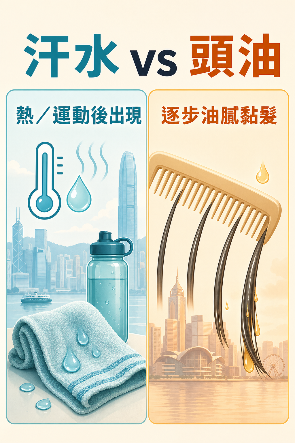 頭皮汗水與皮脂分辨圖