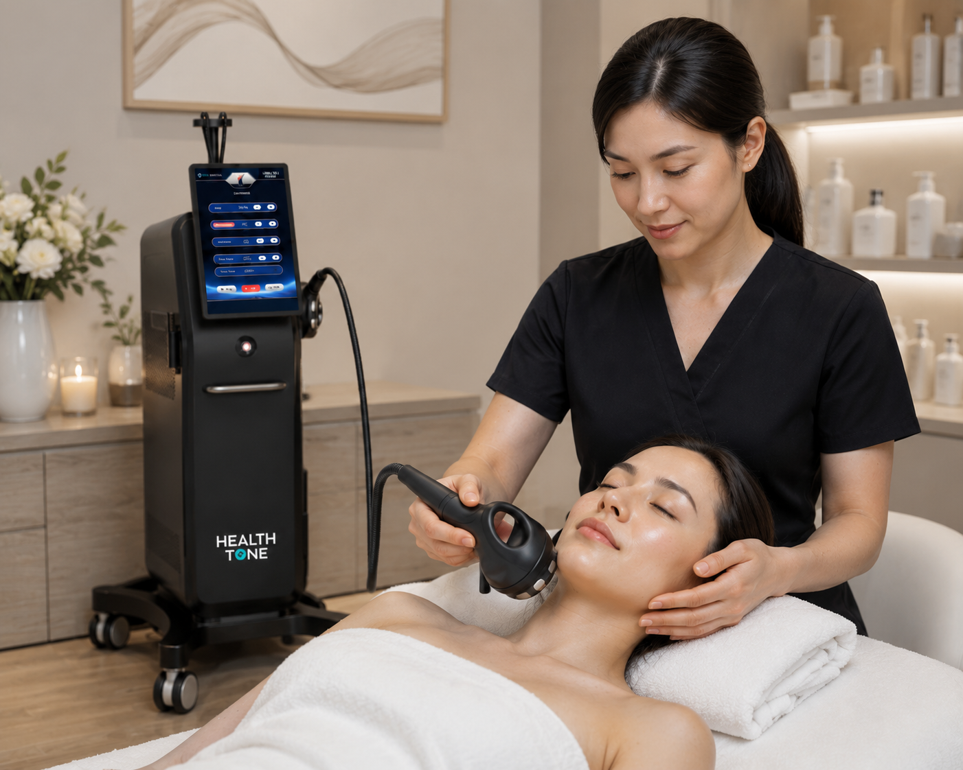 HEALTH TONE 可配合人手按摩,協助美容院建立一致的療程流程 HEALTH TONE 可配合人手按摩,協助美容院建立一致的療程流程