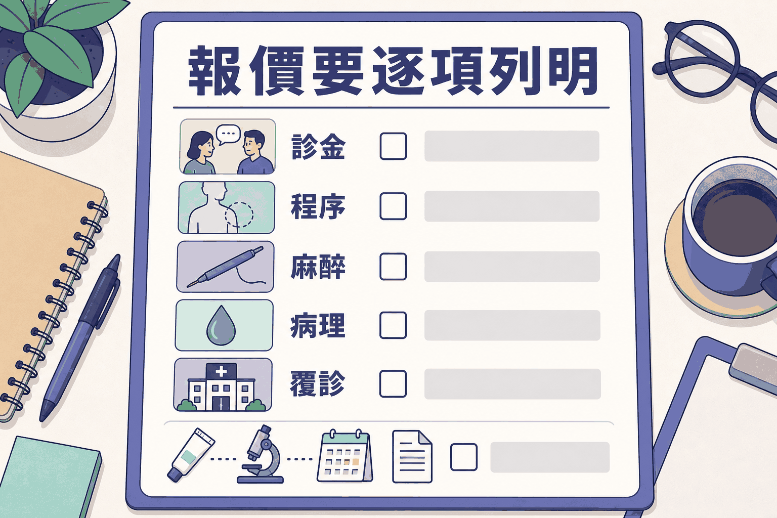 分項報價清單 全面脫疣報價應分列診症程序麻醉病理覆診及文件等項目