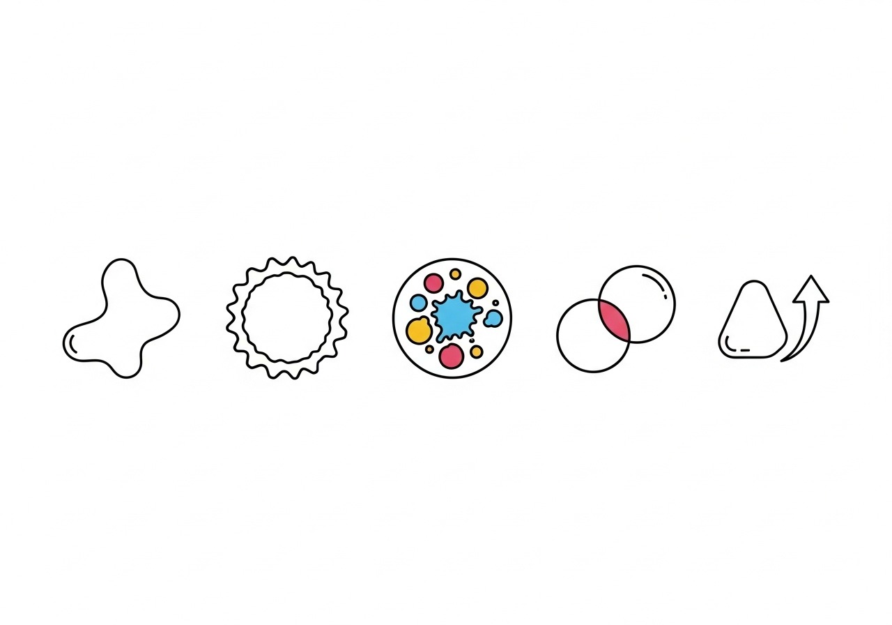An infographic with five icons visually representing the ABCDE rules for mole examination.