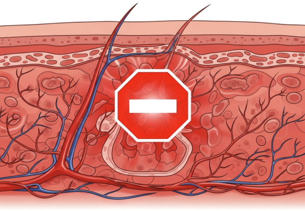 An illustration showing how squeezing a deep pimple can spread inflammation under the skin.