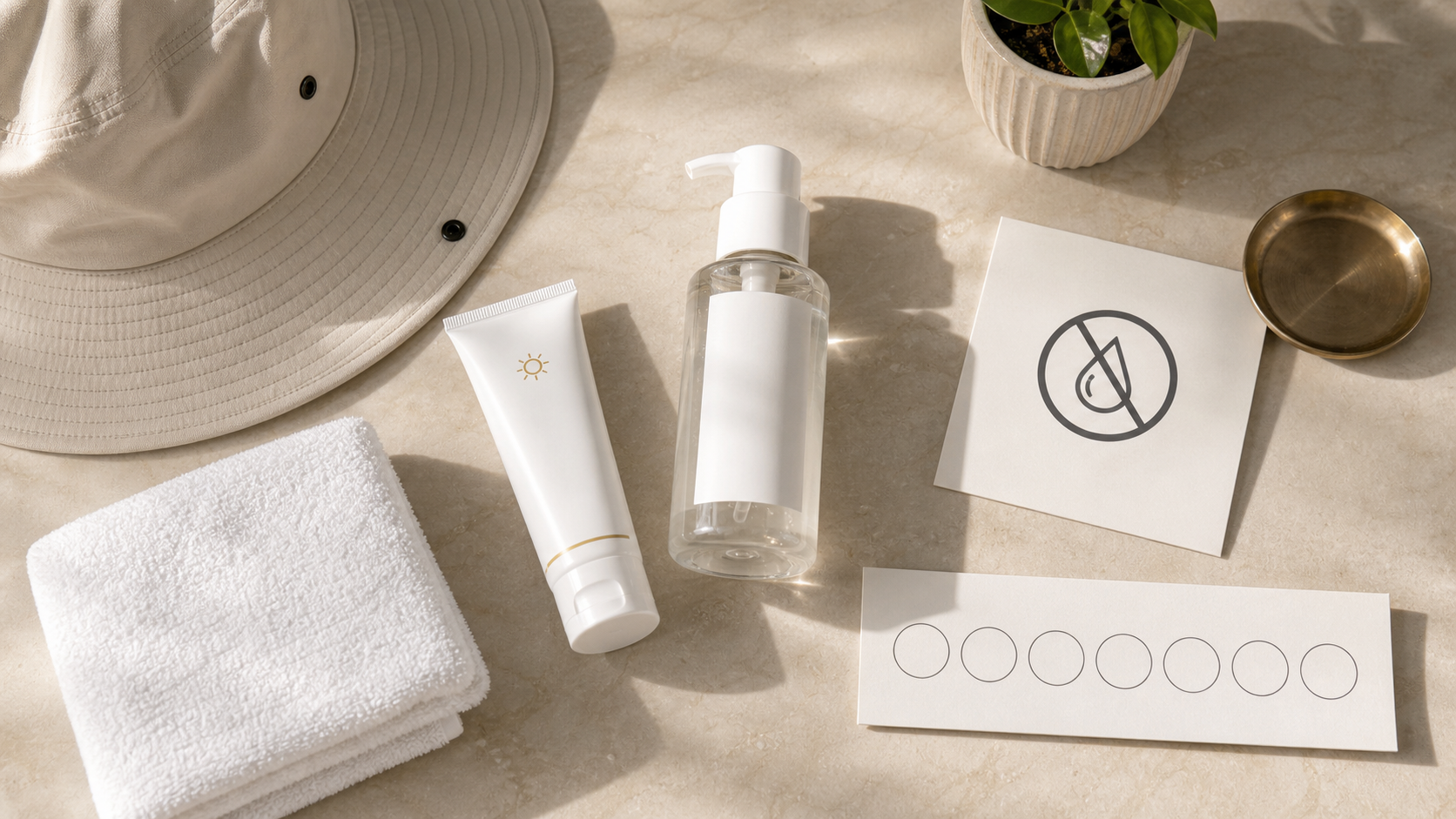 SMP aftercare essentials including sun protection, gentle cleanser and clean towel